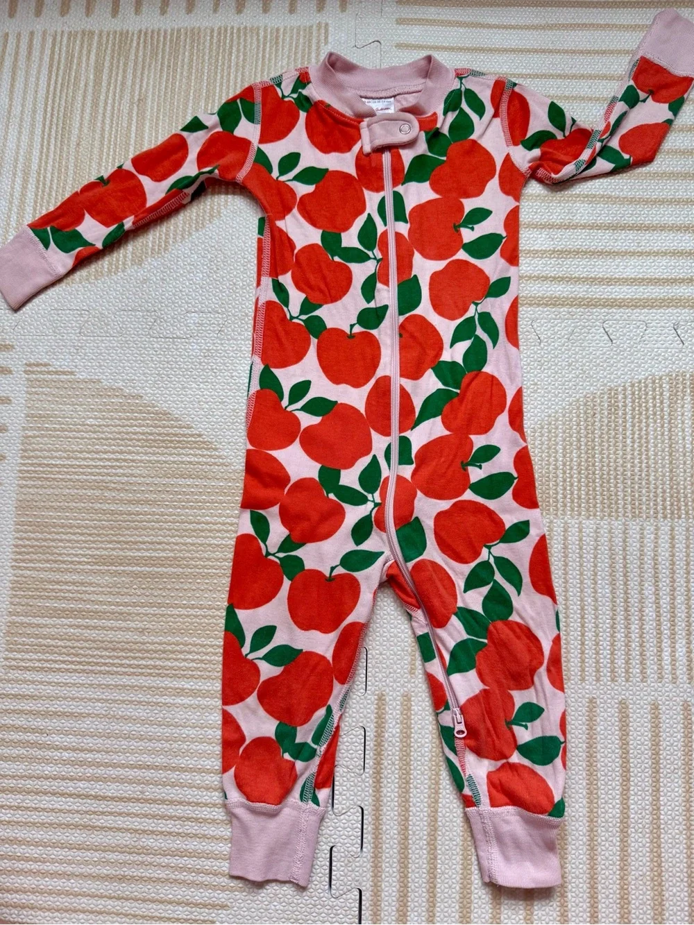Hanna Andersson Pink Onesie with Red Apple Print